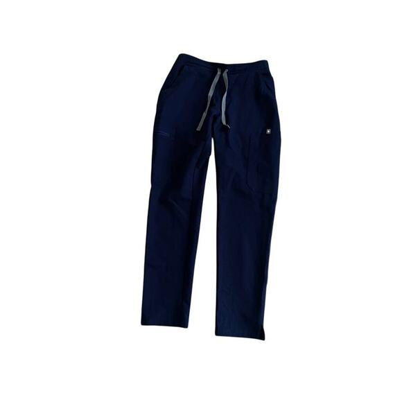 EUC Figs navy scrub pants technical collection size XXS Petite w gray drawstring - Picture 1 of 9